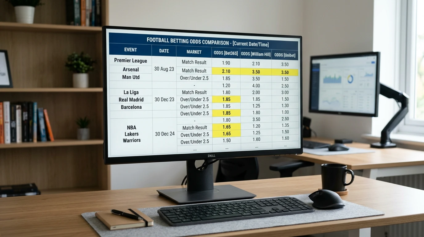 Srovnávací tabulka s čísly a kurzy na obrazovce monitoru